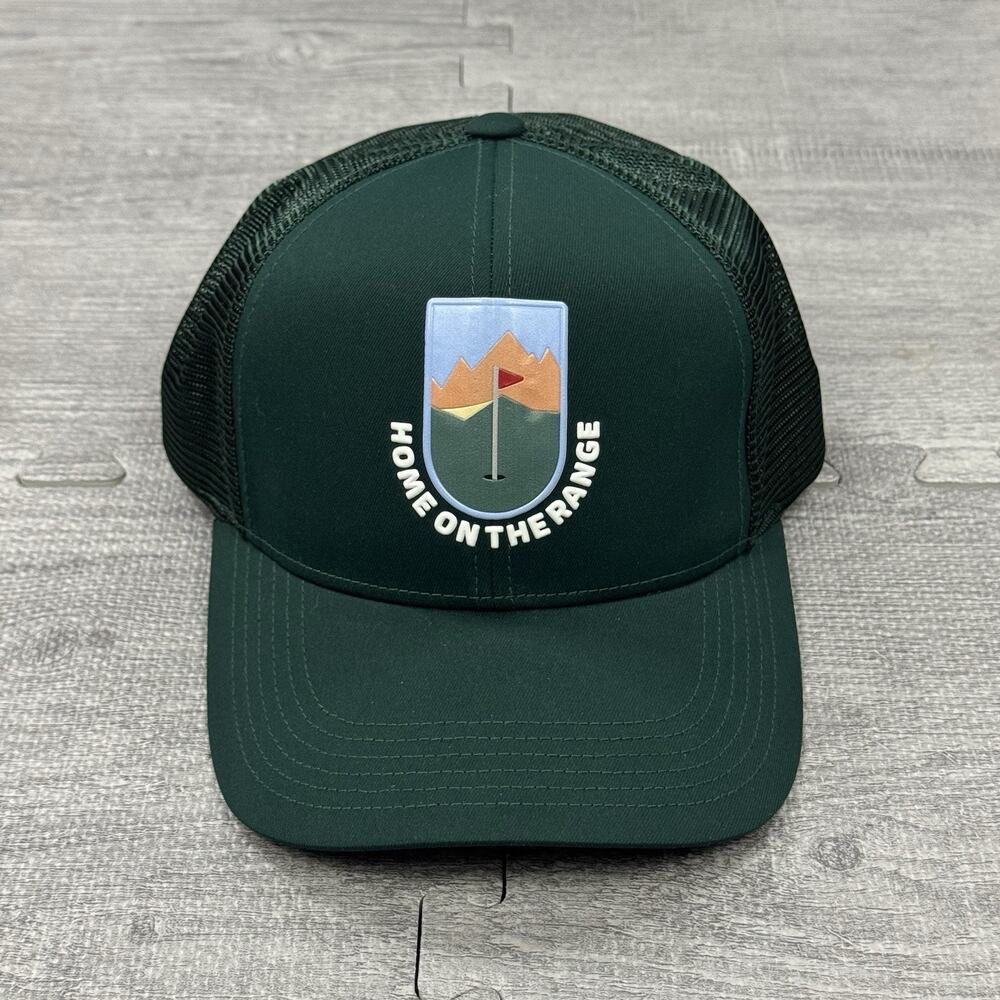 Mizzen+Main Trucker Hat Cap Snap Back Green Embroidered Home On The Range Golf